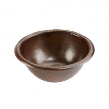 Premier Copper Products LR14RDB - 14'' Round Self Rimming Hammered Copper Sink