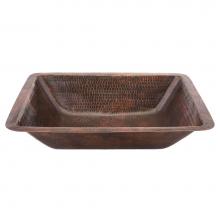 Premier Copper Products LREC19DB - Rectangle Under Counter Hammered Copper Bathroom Sink