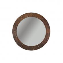 Premier Copper Products MFR3434-RI - 34'' Hand Hammered Round Copper Mirror with Hand Forged Rivets