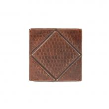 Premier Copper Products T4DBD_PKG4 - 4'' x 4'' Hammered Copper Tile with Diamond Design - Quantity 4
