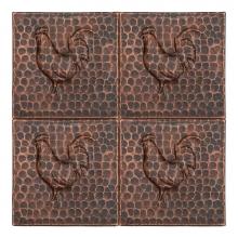 Premier Copper Products T4DBR_PKG4 - 4'' x 4'' Hammered Copper Rooster Tile - Quantity 4