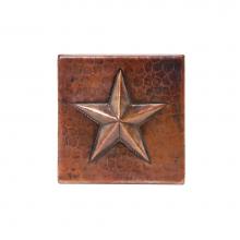 Premier Copper Products T4DBS_PKG4 - 4'' x 4'' Hammered Copper Star Tile - Quantity 4