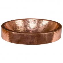 Premier Copper Products VO17SKPC - 17'' Compact Oval Skirted Vessel Hammered Copper Sink in Polished Copper