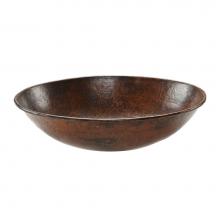 Premier Copper Products VO17WDB - 17'' Oval Wired Rim Vessel Hammered Copper Sink