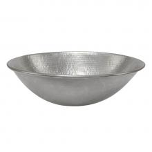 Premier Copper Products VO17WEN - 17'' Oval Wired Rim Vessel Hammered Copper Sink in Nickel