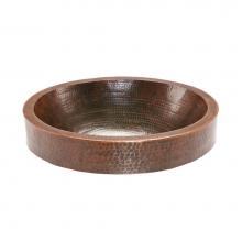 Premier Copper Products VO18SKDB - Oval Skirted Vessel Hammered Copper Sink