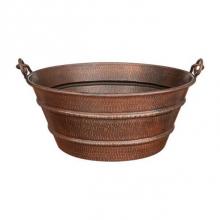 Premier Copper Products VR16BUDB - 16'' Round Bucket Vessel Hammered Copper Sink With Handles