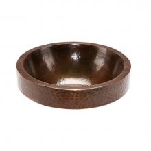 Premier Copper Products VR17SKDB - 17'' Round Skirted Vessel Hammered Copper Sink