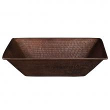 Premier Copper Products VREC17WDB - 17'' Rectangle Wired Rim Vessel Hammered Copper Sink