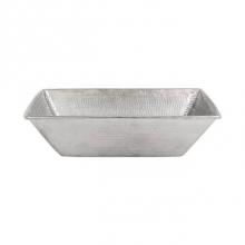 Premier Copper Products VREC17WEN - 17'' Rectangle Wired Rim Vessel Hammered Copper Sink In Nickel