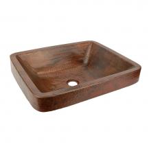 Premier Copper Products VREC19SKDB - 19'' Rectangle Skirted Vessel Hammered Copper Sink