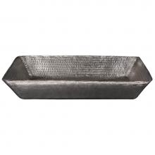 Premier Copper Products VREC2014EN - 20'' Rectangle Vessel Hammered Copper Sink in Nickel