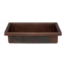 Premier Copper Products VREC20SK1DB - 20'' Rectangle Skirted Vessel Hammered Copper Sink