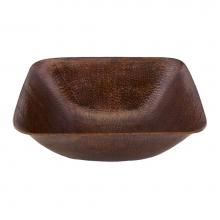 Premier Copper Products VSQ14BDB - 14'' Square Vessel Hammered Copper Sink