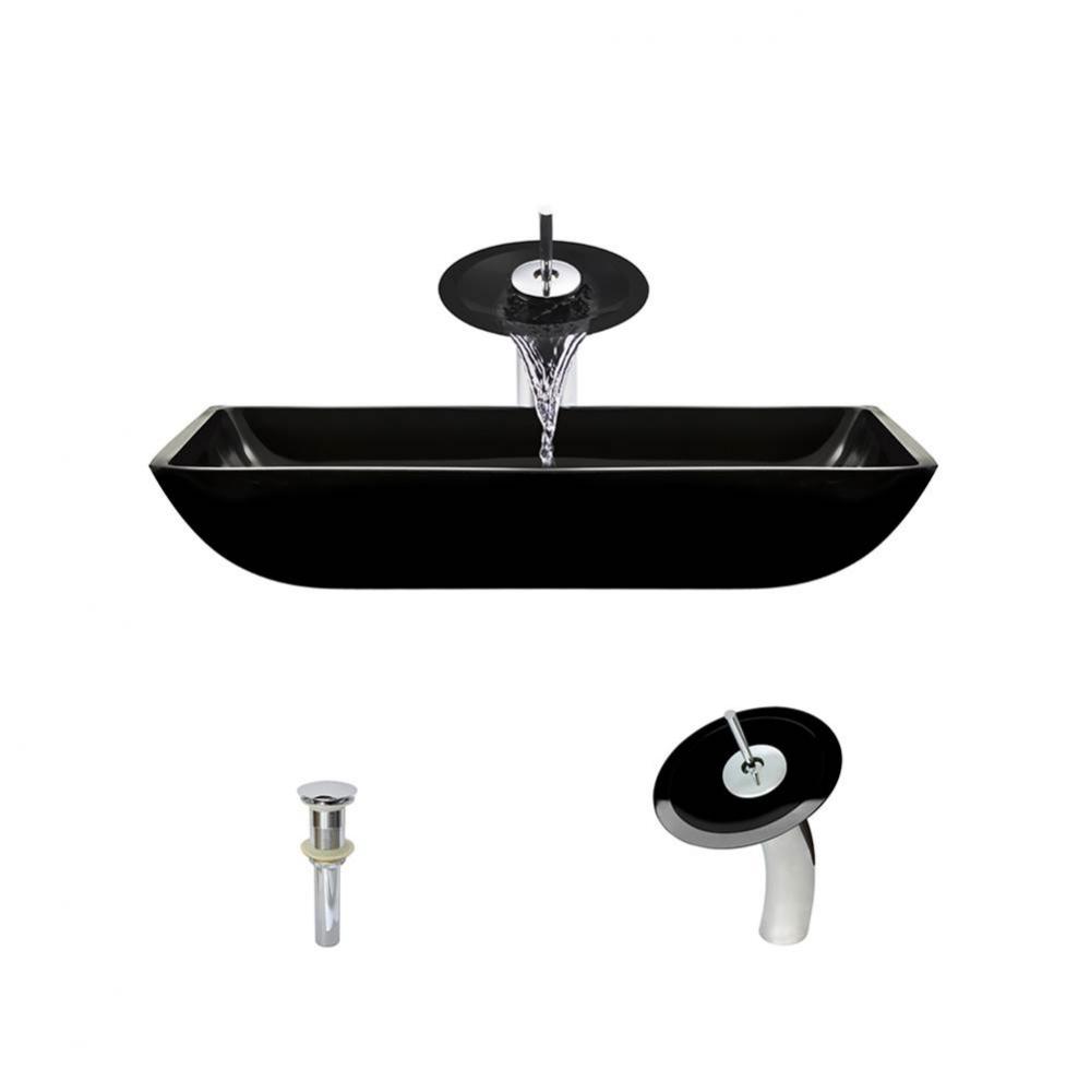 P046 Black-C Bathroom Waterfall Faucet