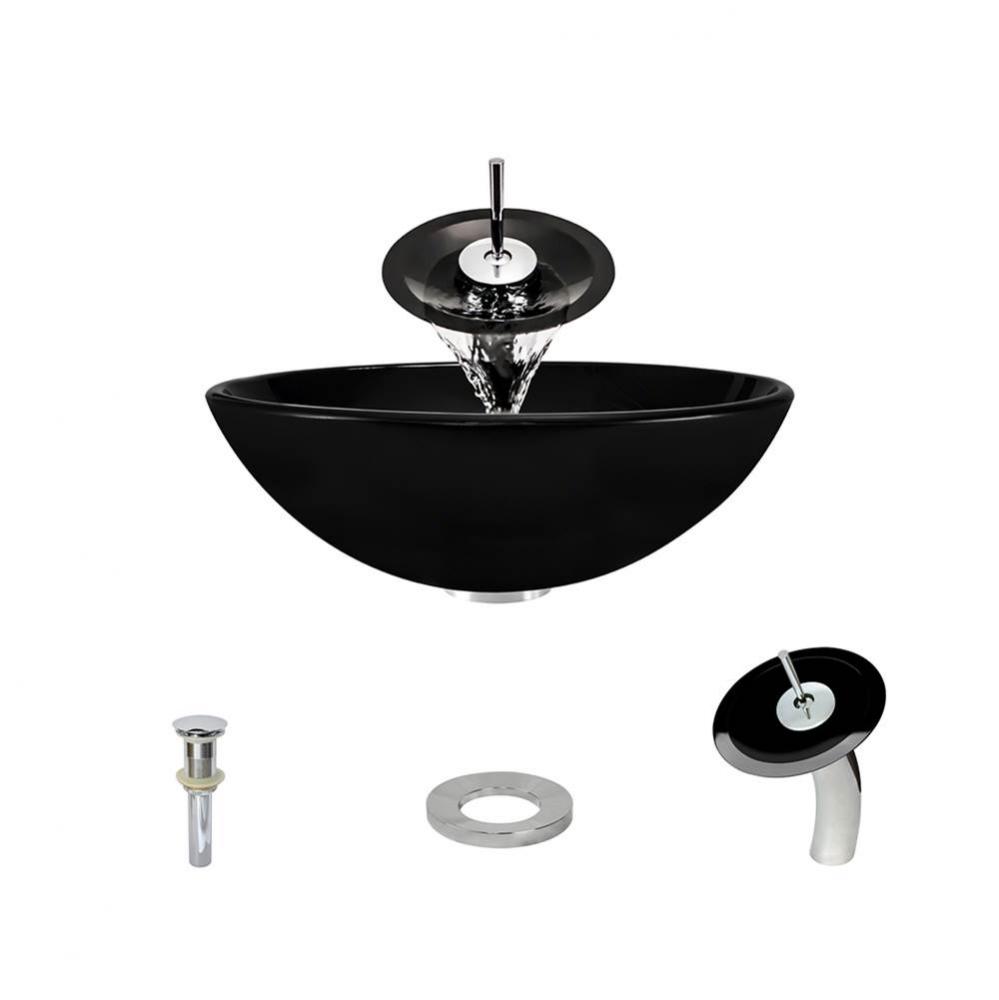 P106 Black-C Bathroom Waterfall Faucet
