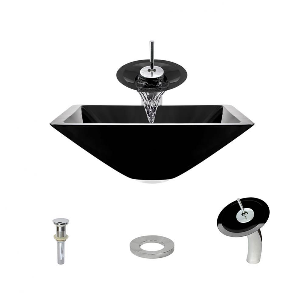 P306 Black-C Bathroom Waterfall Faucet