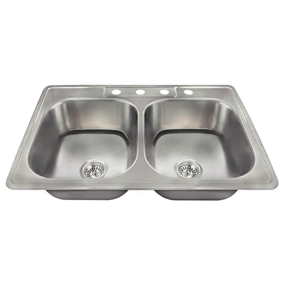 Topmount Double Equal Bowl Stainless Steel