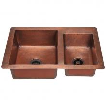 Polaris Sinks P109 - Offset Double Bowl Copper