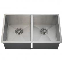 Polaris Sinks PD2233 - Double Equal Rectangular Stainless Steel Kitchen
