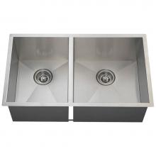 Polaris Sinks POR2233 - Double Rectangular Stainless Steel Kitchen