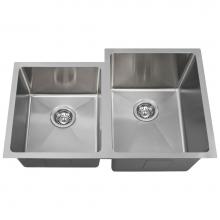 Polaris Sinks PR0213 - Offset Double Bowl 3/4'' Radius Stainless Steel