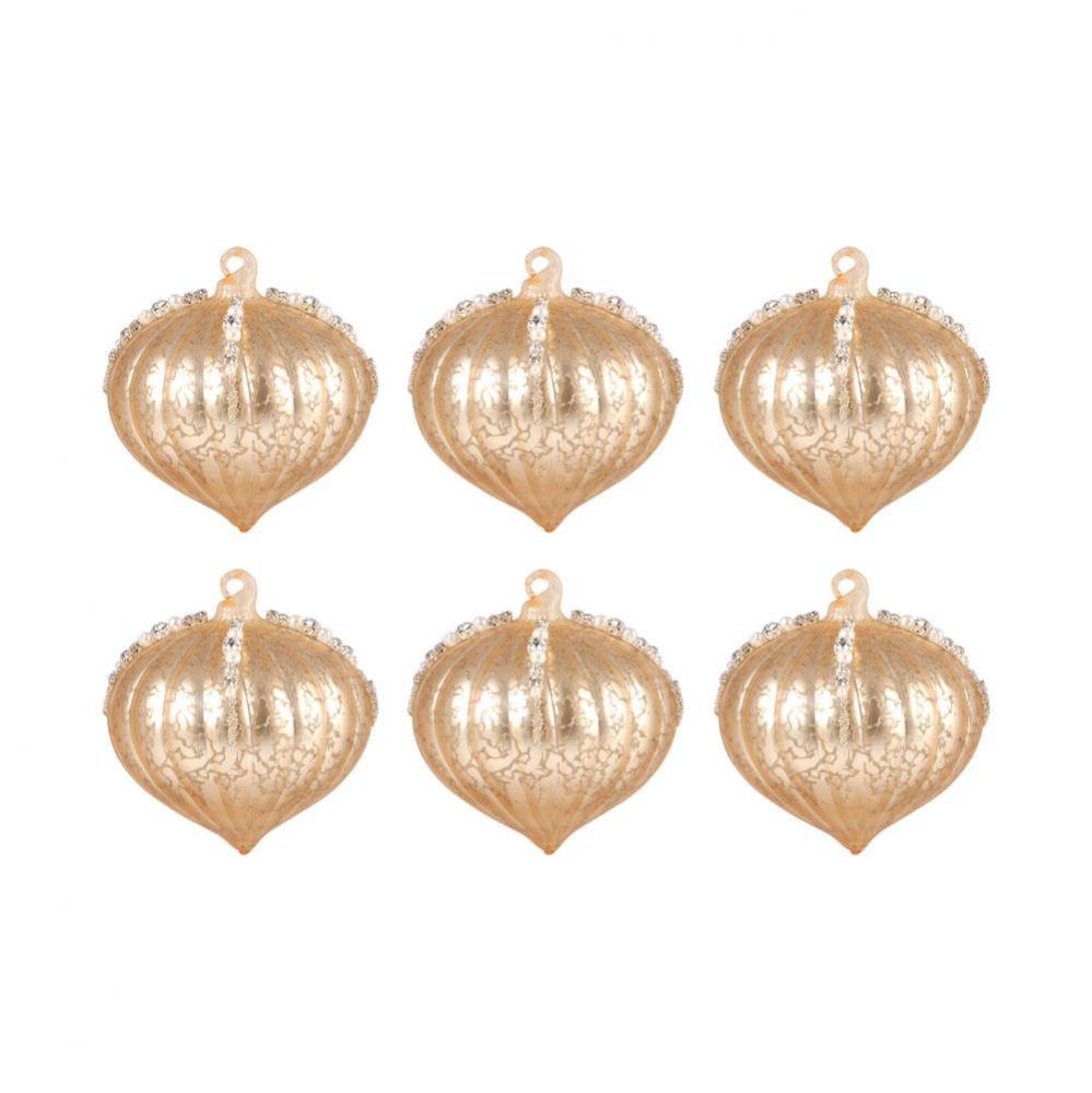 Pointed Ball Set of 6 Ornaments In