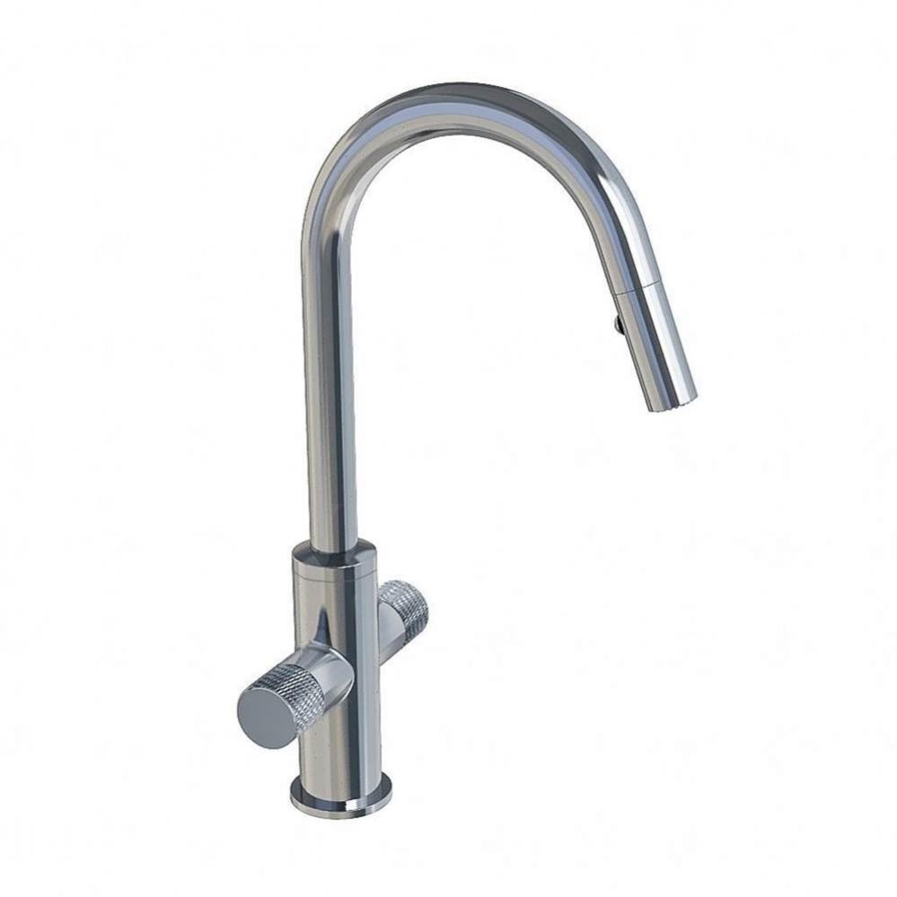 Edge Two-Knurl Handle Kitchen Faucet With Swivel Spout And Pull-Down Spray, Chrome