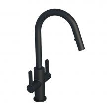 In2aqua 6022 1 70 2 - Edge Two-Lever Handle Kitchen Faucet With Swivel Spout And Pull-Down Spray, Matte Black