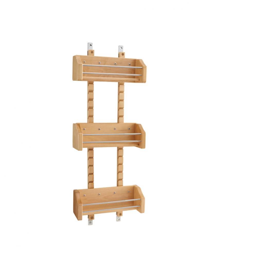 Wood Wall Cabinet Adjustable Spice Rack