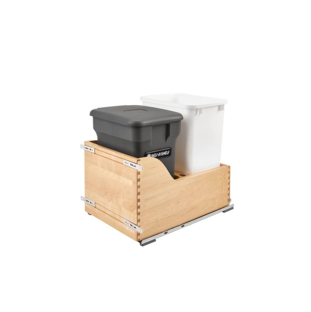 Wood Pull Out Trash/Waste and Compost Container w/Soft Close