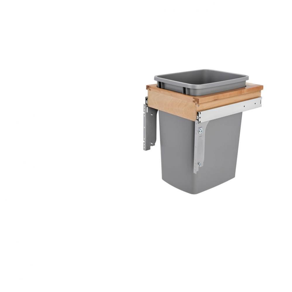 Wood Top Mount Pull Out Single Trash/Waste Container with Reduced Depth
