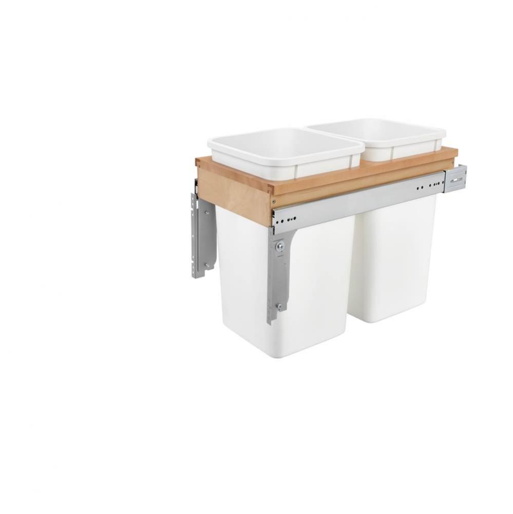 Wood Top Mount Pull Out Double Trash/Waste Container