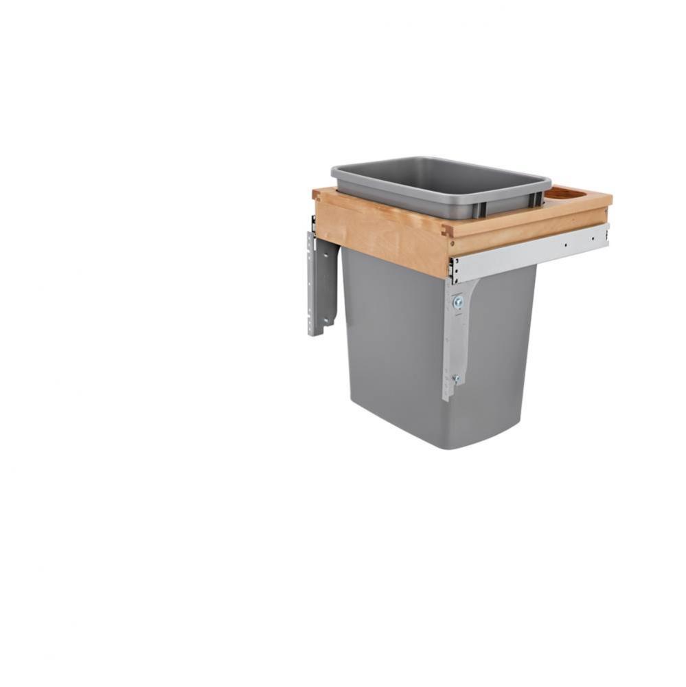 Wood Top Mount Pull Out Single Trash/Waste Container with Reduced Depth