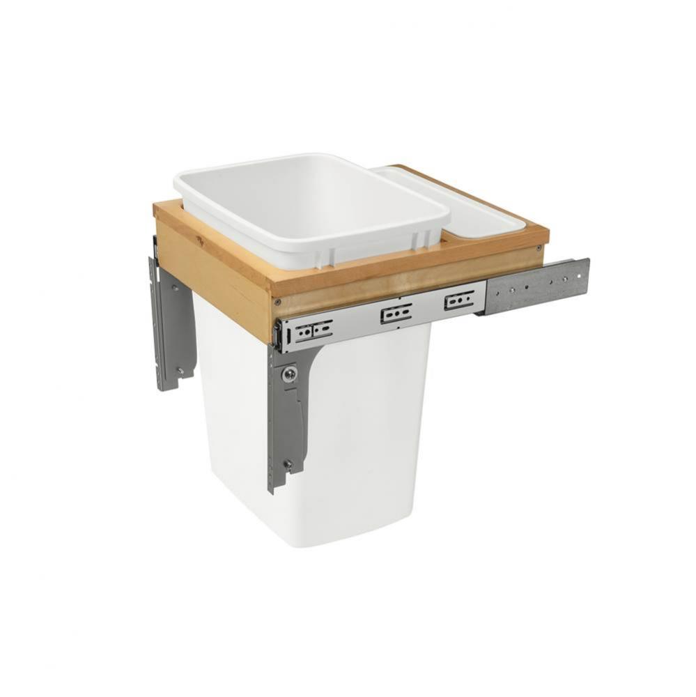 Wood Top Mount Pull Out Single Trash/Waste Container with Reduced Depth