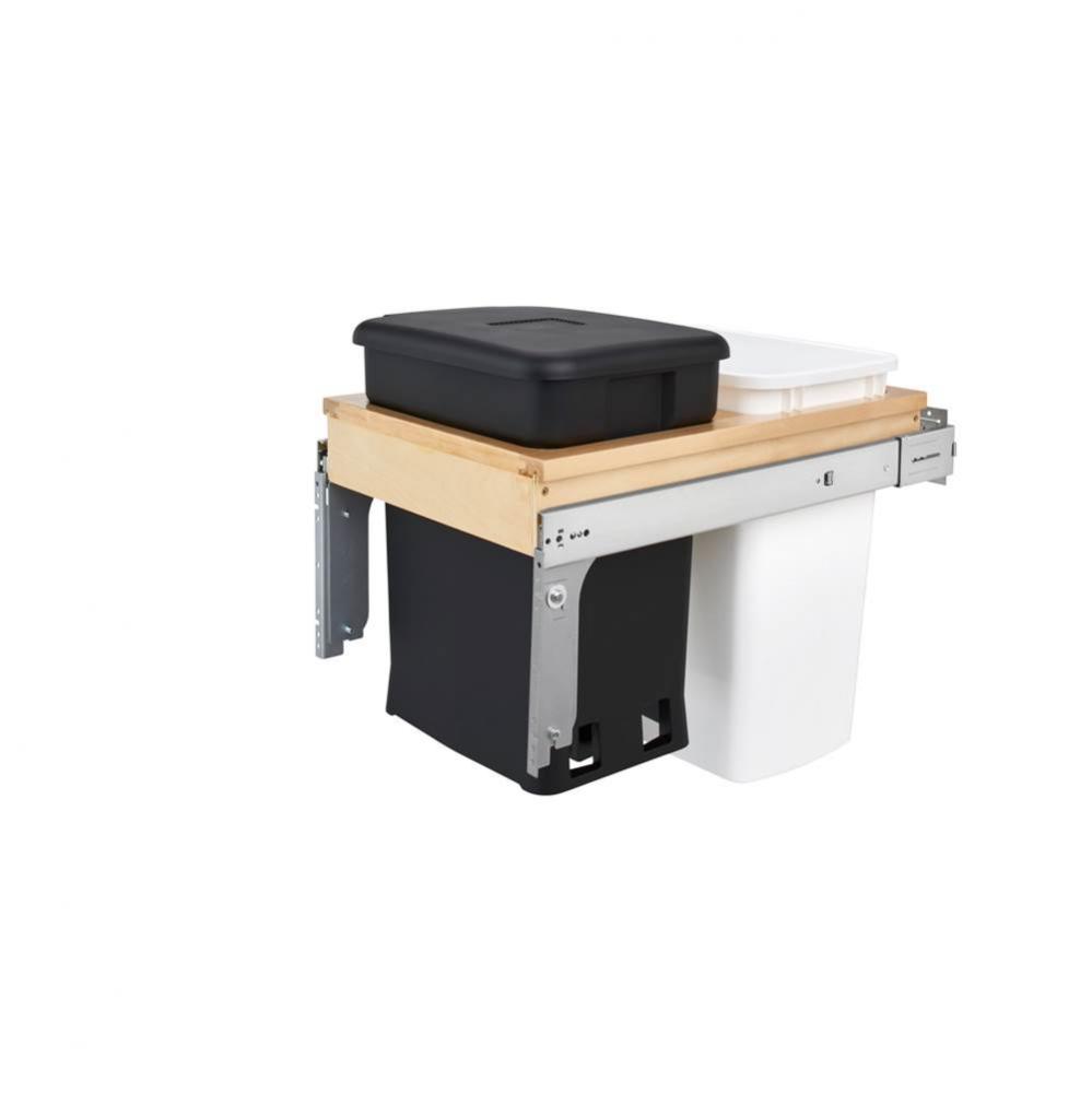 Wood Top Mount Pull Out Trash/Waste and Compost Container