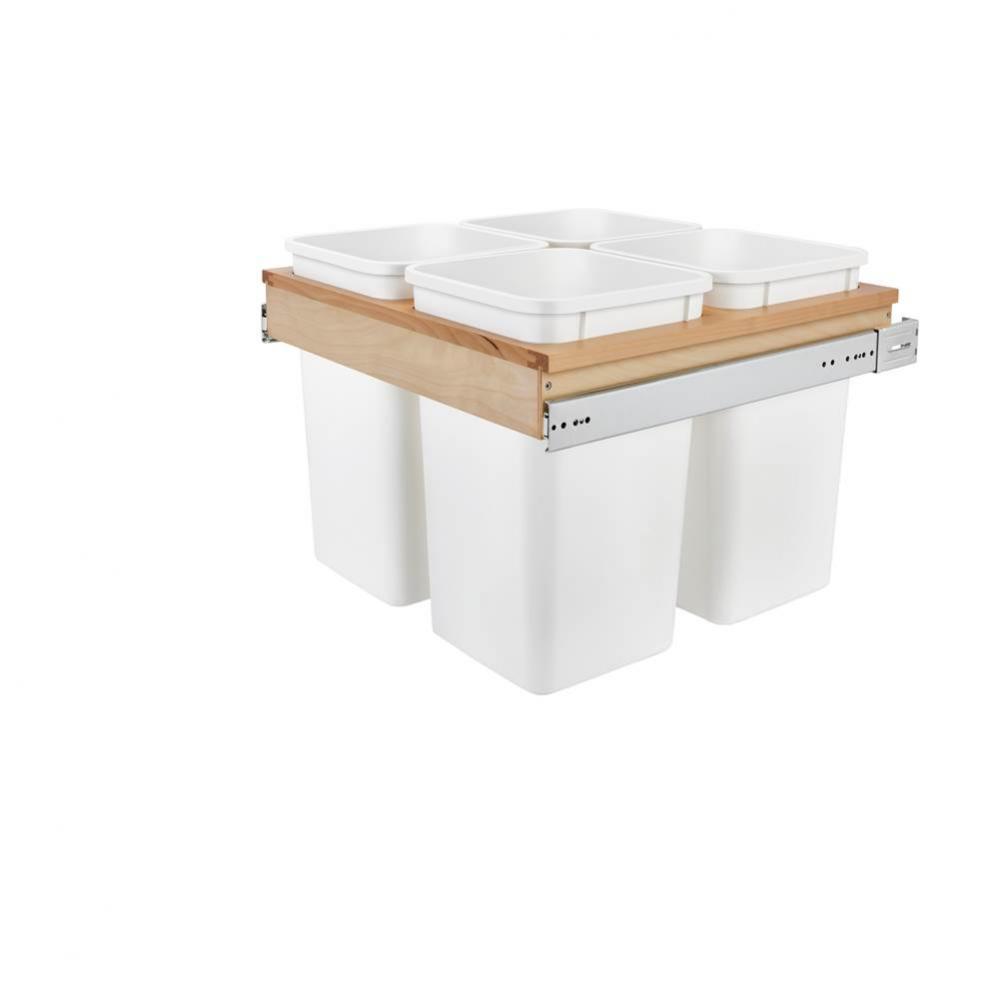 Wood Top Mount Pull Out Quad Trash/Waste Container