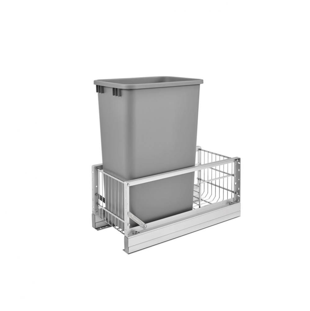 Aluminum Pull Out Trash/Waste Container for Full Height Cabinets w/Soft Close