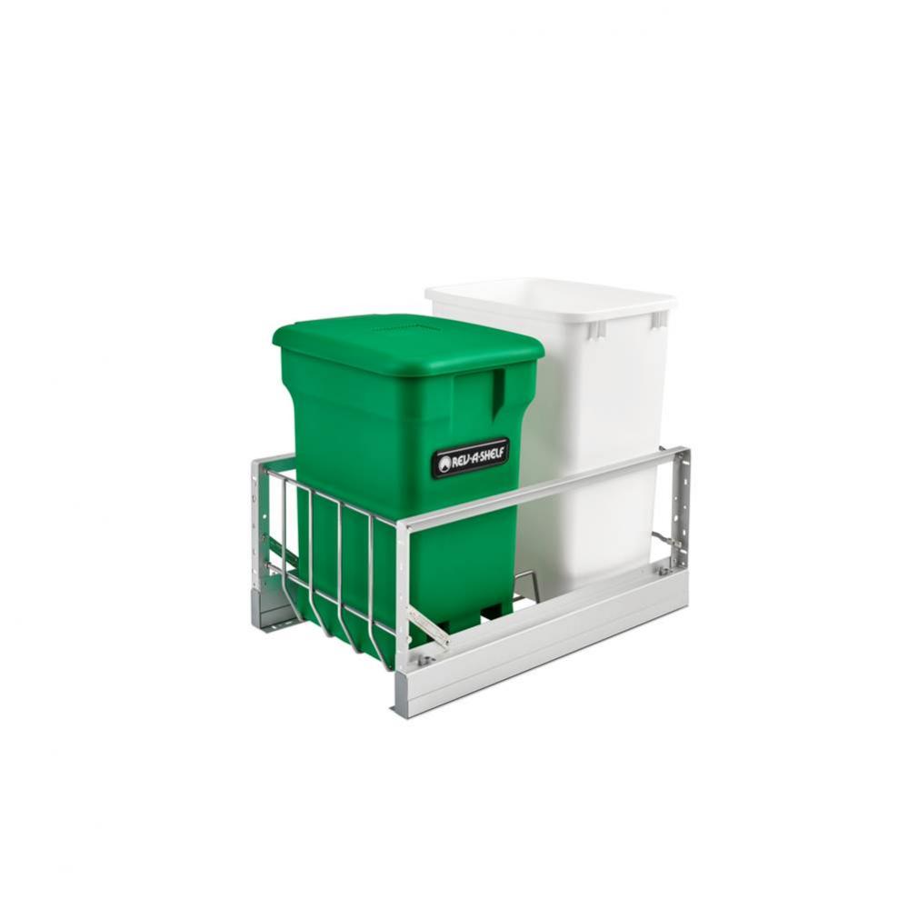 Aluminum Pull Out Trash/Waste and Compost Container w/Soft Close