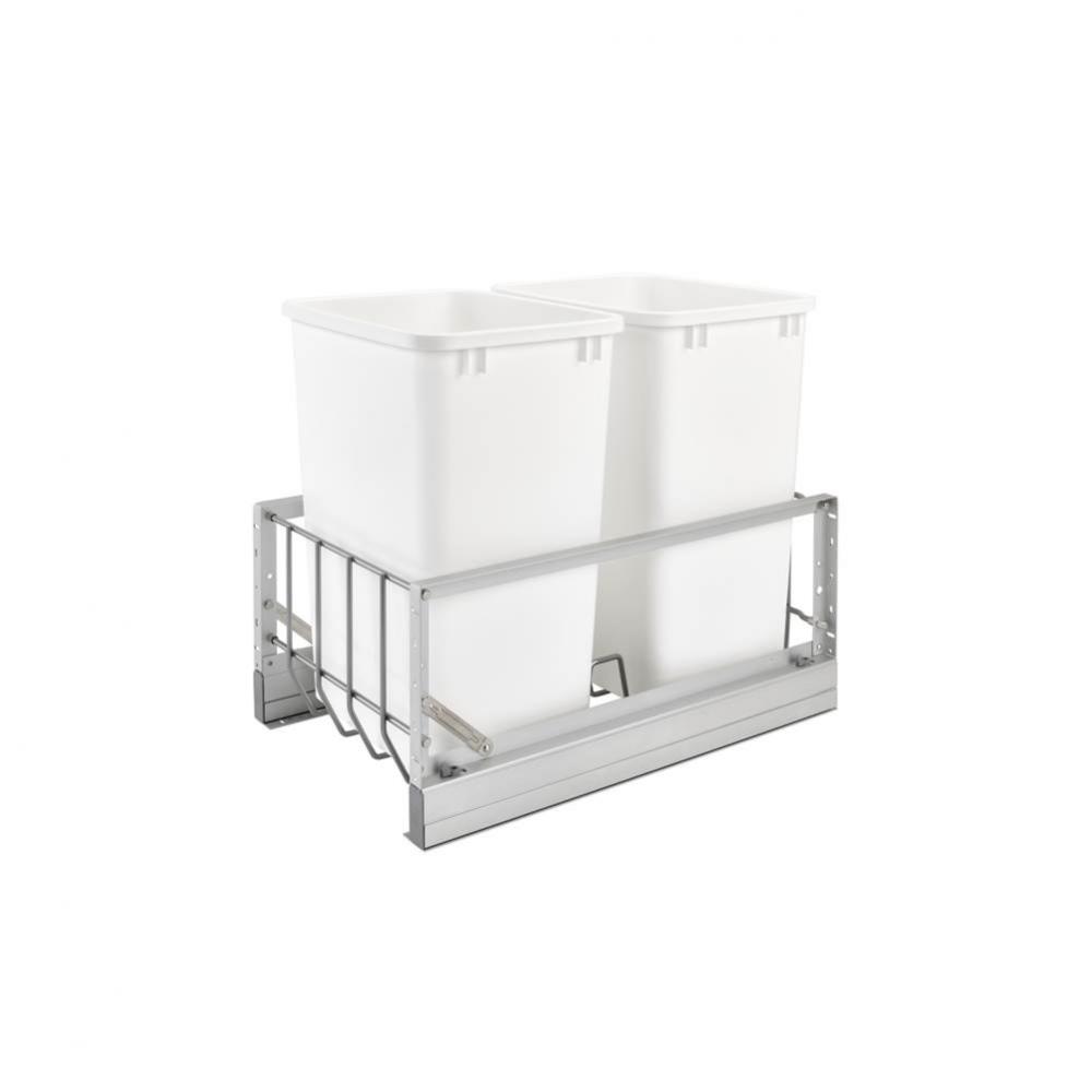 Aluminum Pull Out Double Trash/Waste Container w/Soft Close