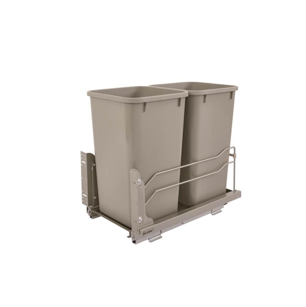 Steel Bottom Mount Double Pull Out Waste/Trash Container w/Soft Close