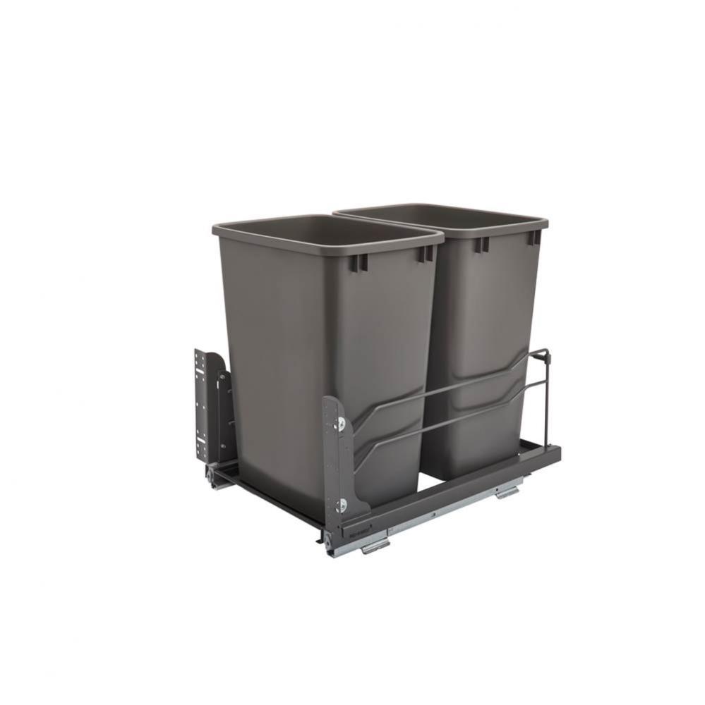 Steel Bottom Mount Double Pull Out Waste/Trash Container w/Soft Close
