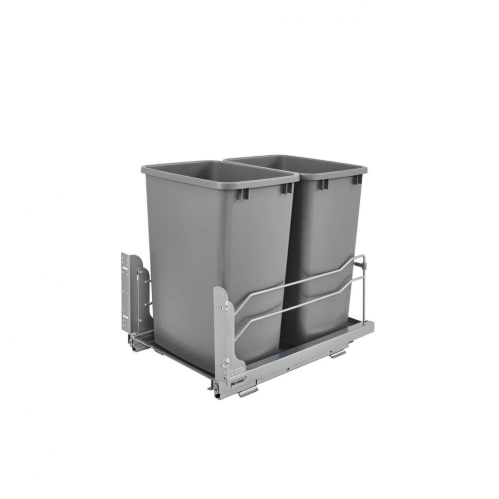 Steel Bottom Mount Double Pull Out Waste/Trash Container w/Soft Close