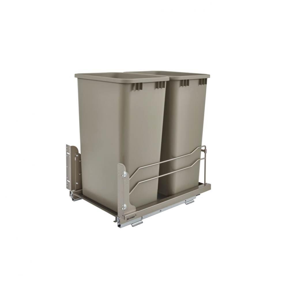 Steel Bottom Mount Double Pull Out Waste/Trash Container for Full Height Cabinets w/Soft Close
