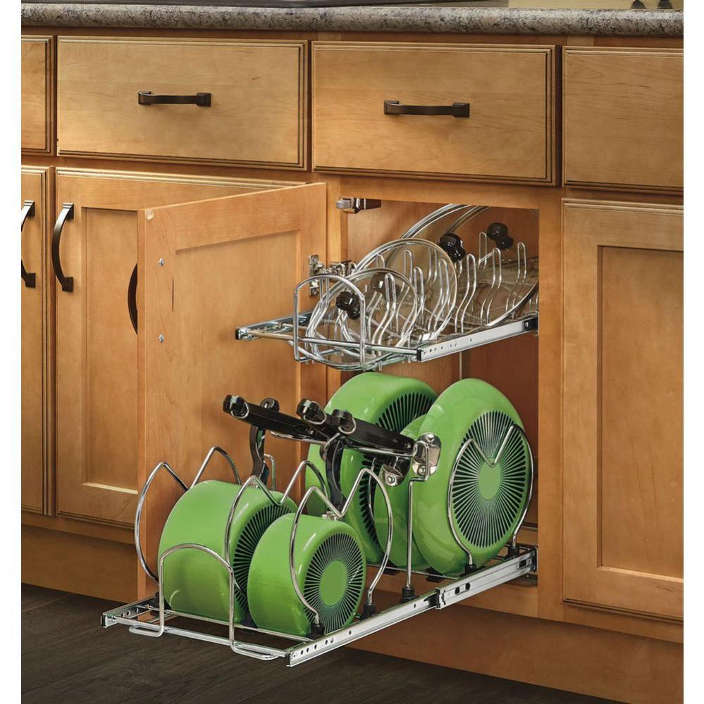 12 in Two Tier Cookware Organizer w/ Ind Soft-Close