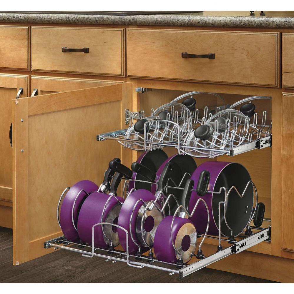 21 in Two Tier Cookware Organizer w/ Ind Soft-Close
