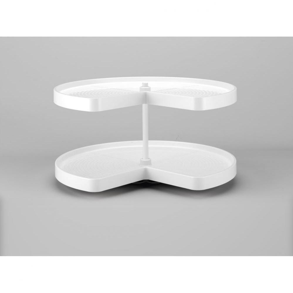 Polymer Kidney 2-Shelf Lazy Susan w/Bottom Mount Hardware for Corner Base Cabinets