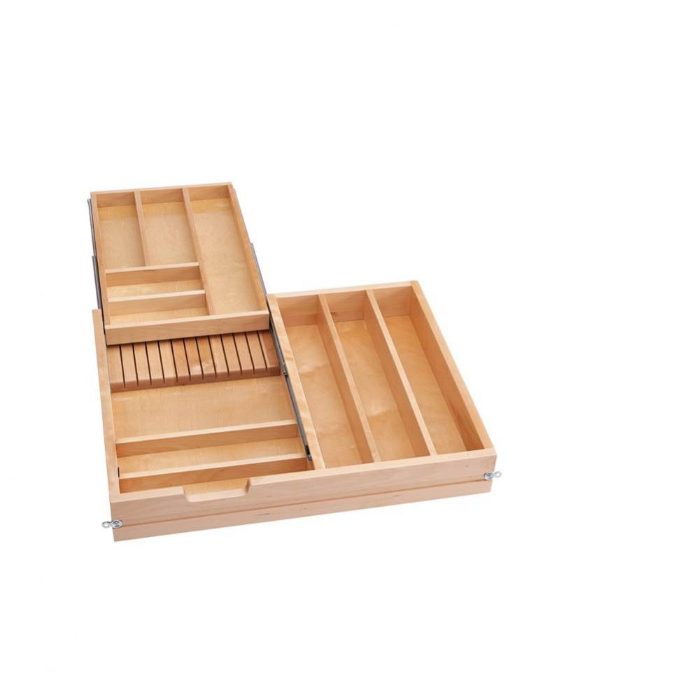 Wood Base Cabinet Two-Tier Replacement Drawer System (No Slides)