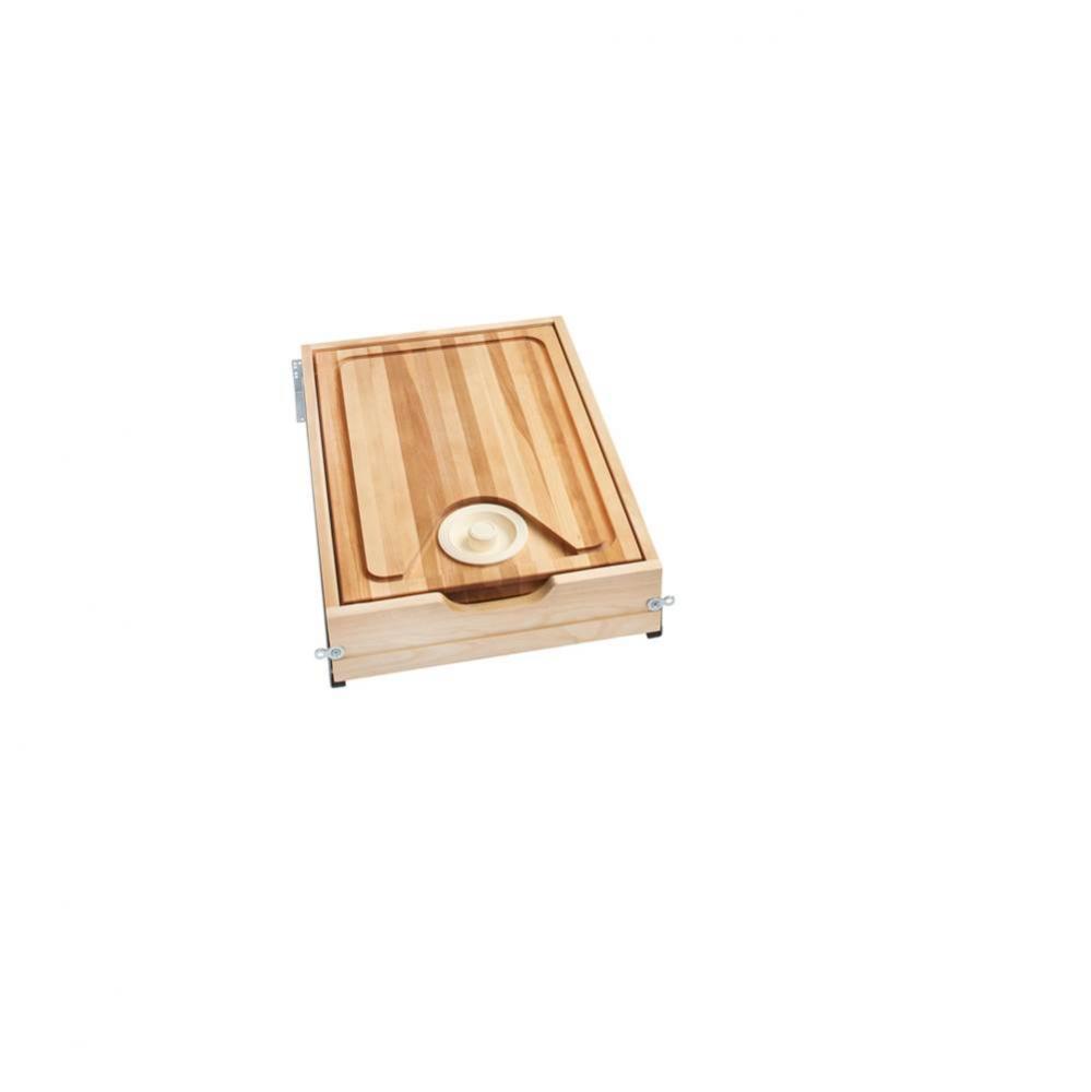 Wood Base Cabinet Cutting Board Drawer Replacement System w/Soft Close