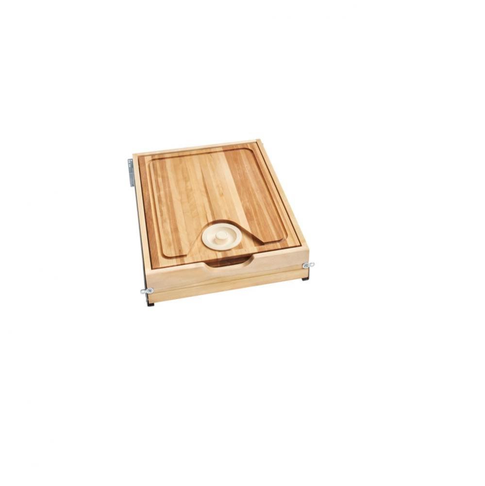 Wood Base Cabinet Cutting Board Drawer Replacement System w/Soft Close